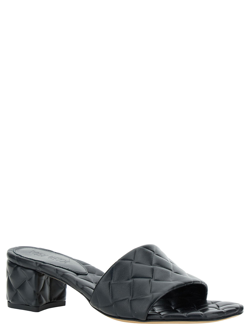 Bottega Veneta Women Black Mules With Intreccio Motif In Leather Woman by Luosophy