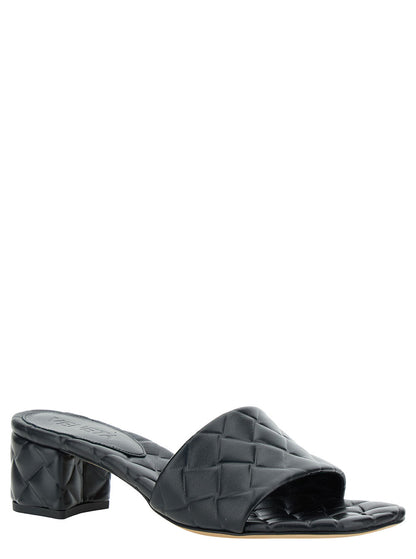 Bottega Veneta Women Black Mules With Intreccio Motif In Leather Woman by Luosophy