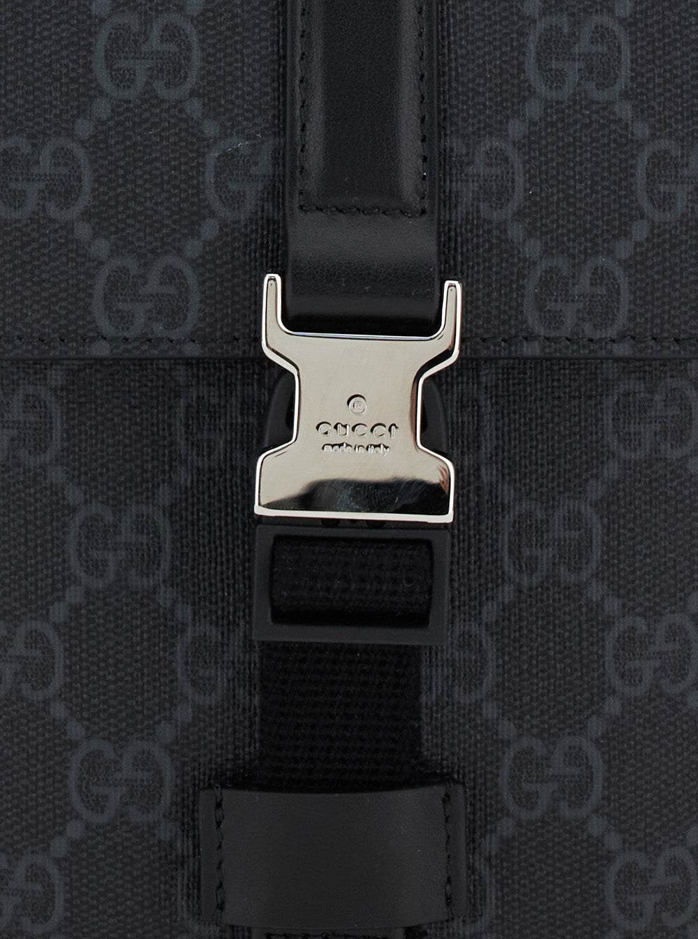 Gucci Men Black Crossbody Bag With All-Over Gg Print In Tech Fabric And Cotton Blend Man by Luosophy