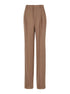Saint Laurent Women Beige Pants With High Waist And Pences On The Front In Silk Woman by Luosophy
