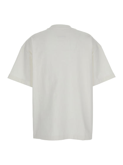 Jil Sander Women White Crewneck T-Shirt With Tonal Logo Print On The Front In Cotton Woman by Luosophy