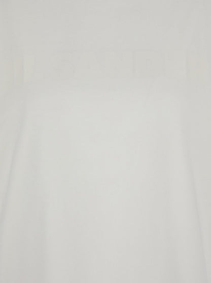 Jil Sander Women White Crewneck T-Shirt With Tonal Logo Print On The Front In Cotton Woman by Luosophy