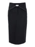 Alexander Mcqueen Women Black Skirt With Foldover Waist And Rear Single Slit In Wool Woman by Luosophy