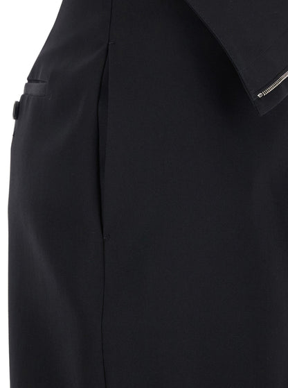Alexander Mcqueen Women Black Skirt With Foldover Waist And Rear Single Slit In Wool Woman by Luosophy
