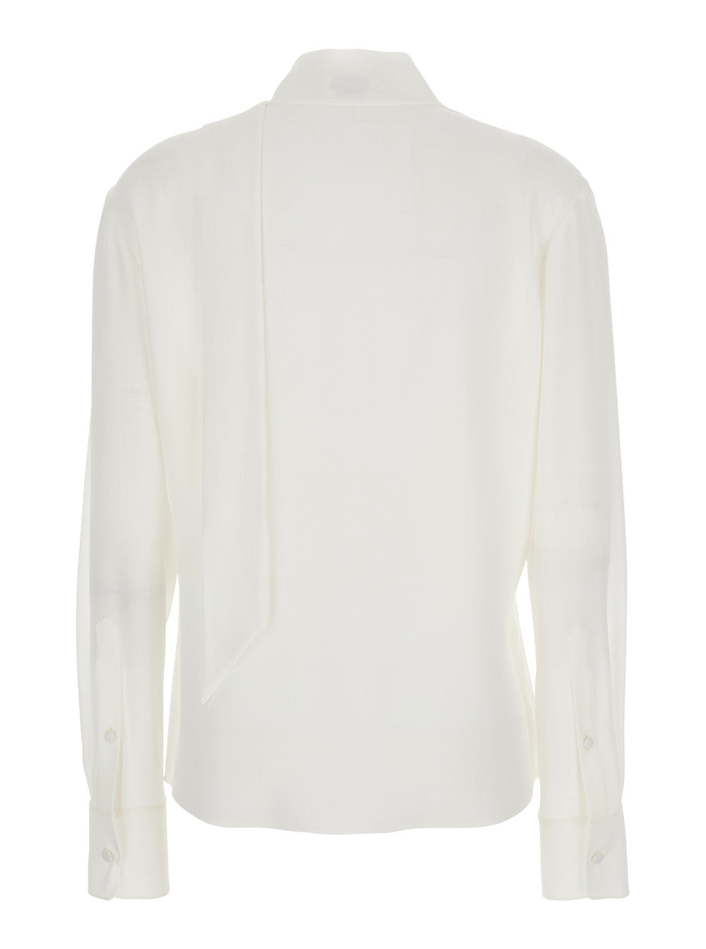 Alexander Mcqueen Women White Blouse With Scarf Detail On The Front In Silk Woman by Luosophy