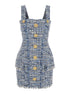 Balmain Women Blue Dress With Frayed Details In Tweed Woman by Luosophy