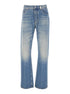 Alexander Mcqueen Men Blue High Waisted Jeans With Logo Detail On The Loop And Logo Patch On The Rear In Denim Man by Luosophy