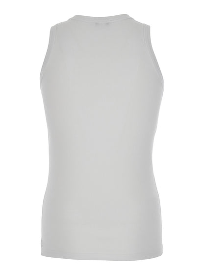 Alexander Mcqueen Men White Top With Upside Down Skull Embroidery On The Front In Cotton Jersey Man by Luosophy