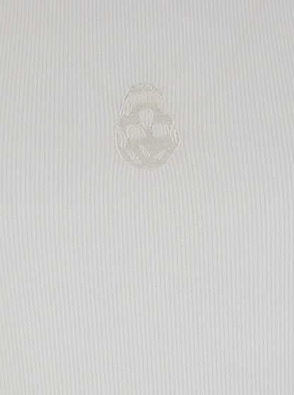 Alexander Mcqueen Men White Top With Upside Down Skull Embroidery On The Front In Cotton Jersey Man by Luosophy