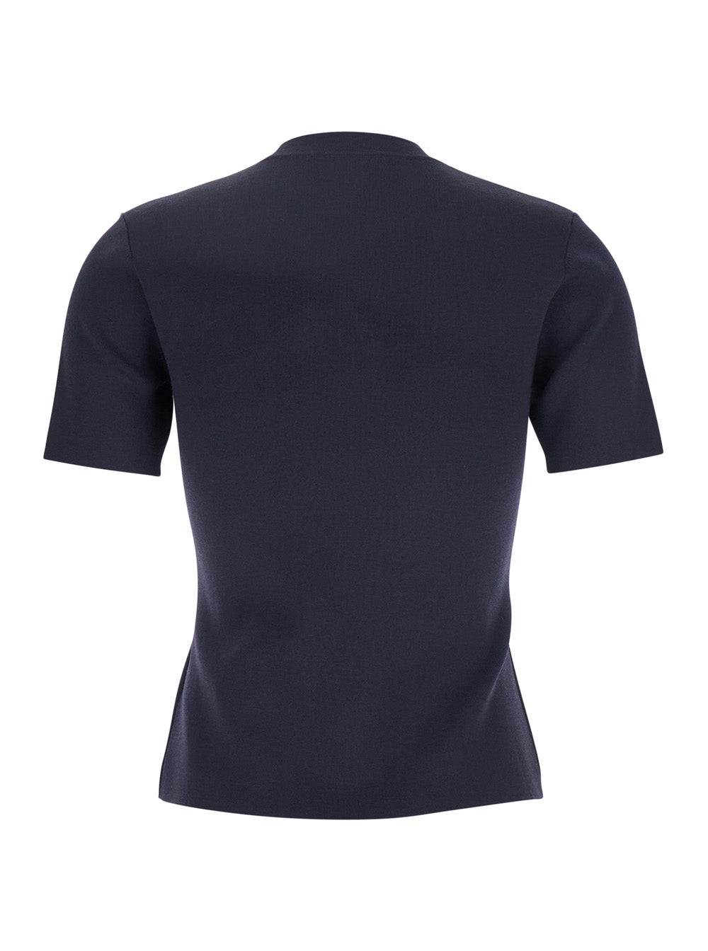 Max Mara Women Blue Crewneck T-Shirt With Tonal Logo Lettering On The Front In Viscose Blend Woman by Luosophy