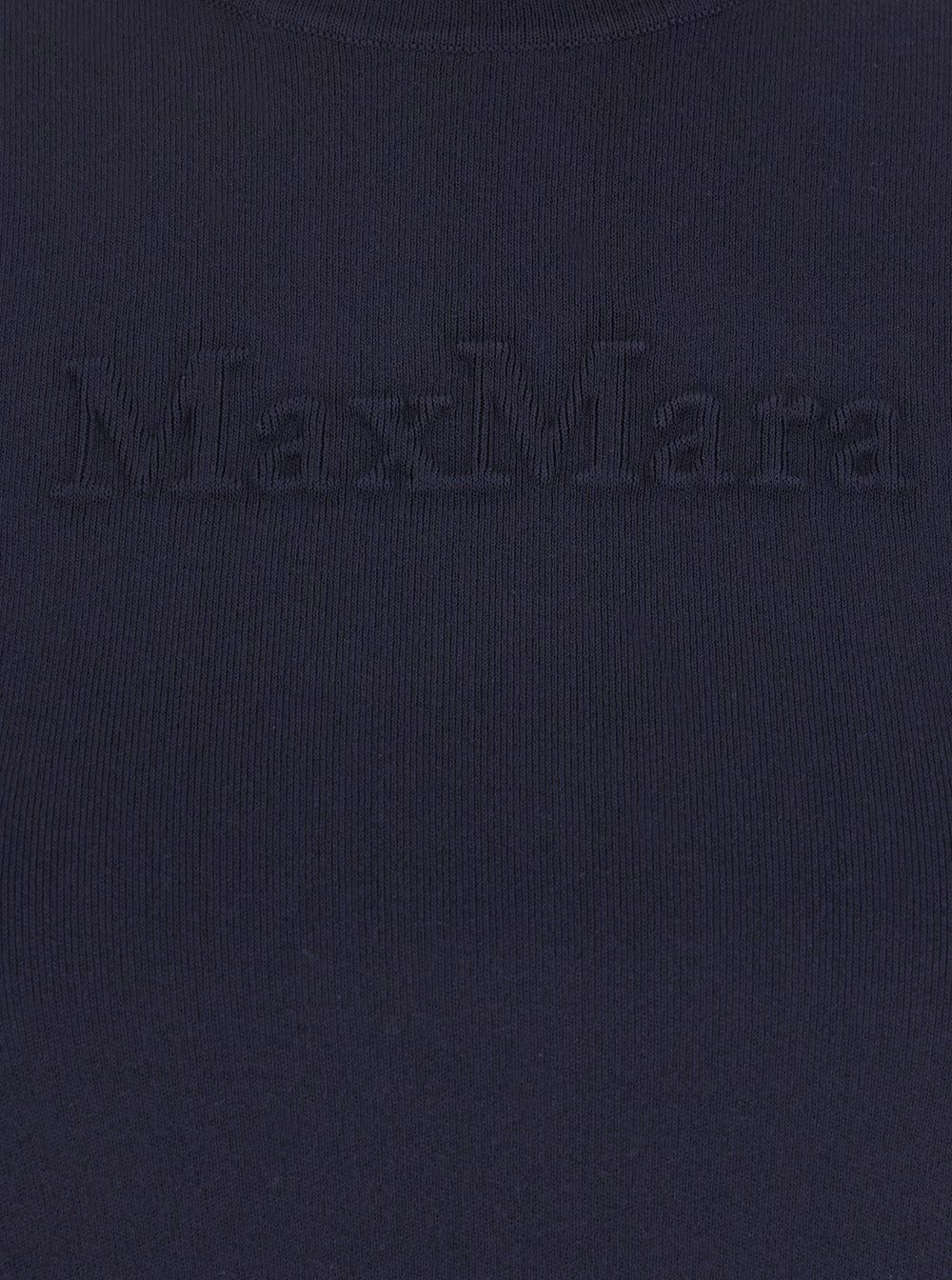 Max Mara Women Blue Crewneck T-Shirt With Tonal Logo Lettering On The Front In Viscose Blend Woman by Luosophy