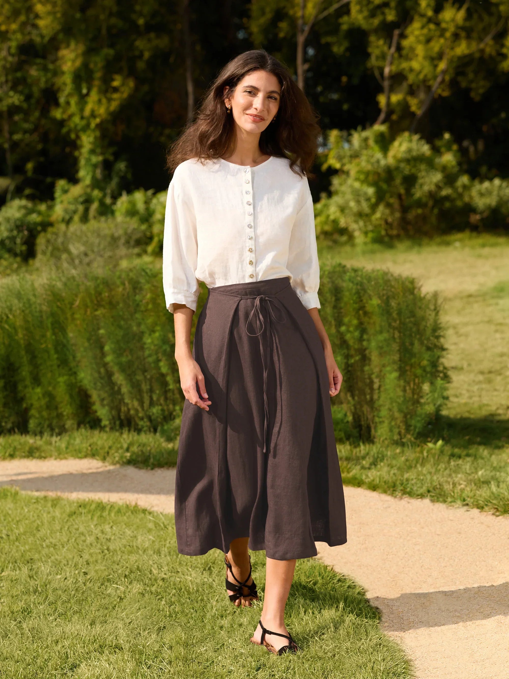 100% Linen Button-Front Drop Shoulder Shirt EASTER by LINTICO