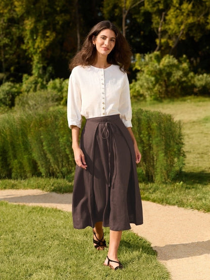 100% Linen Button-Front Drop Shoulder Shirt EASTER by LINTICO