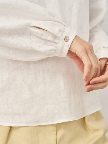 100% Linen Mock Neck Long-Sleeve Top DEANNA by LINTICO