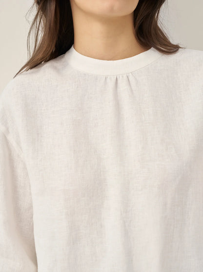 100% Linen Mock Neck Long-Sleeve Top DEANNA by LINTICO