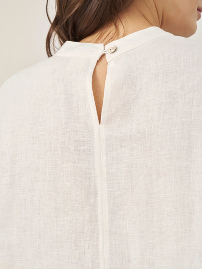 100% Linen Mock Neck Long-Sleeve Top DEANNA by LINTICO