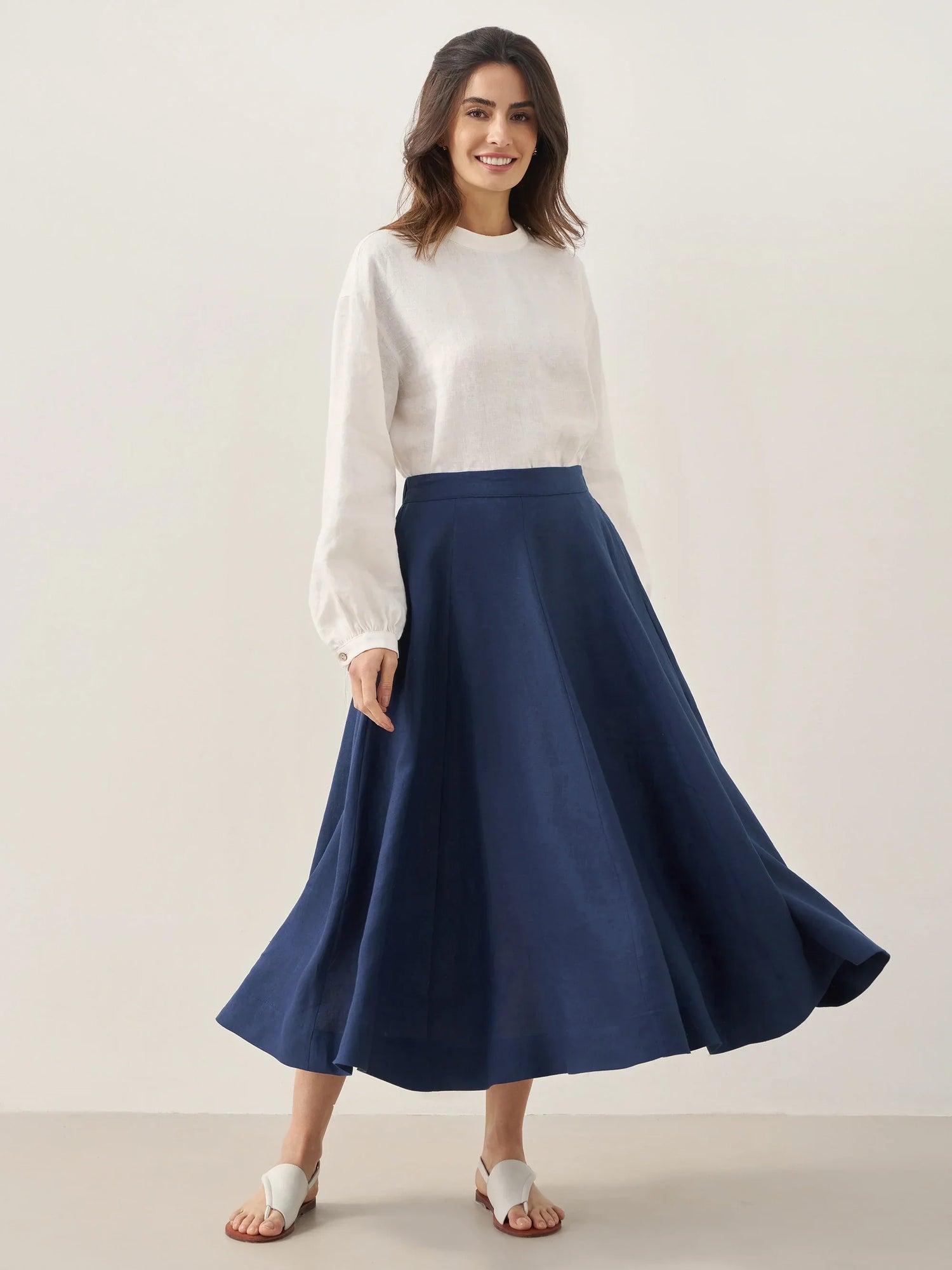 100% Linen Mock Neck Long-Sleeve Top DEANNA by LINTICO