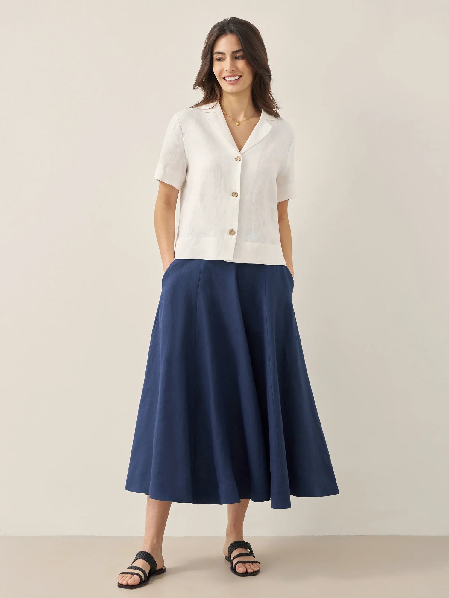 100% Linen Button-Up Short Sleeve Shirt ORENDA by LINTICO