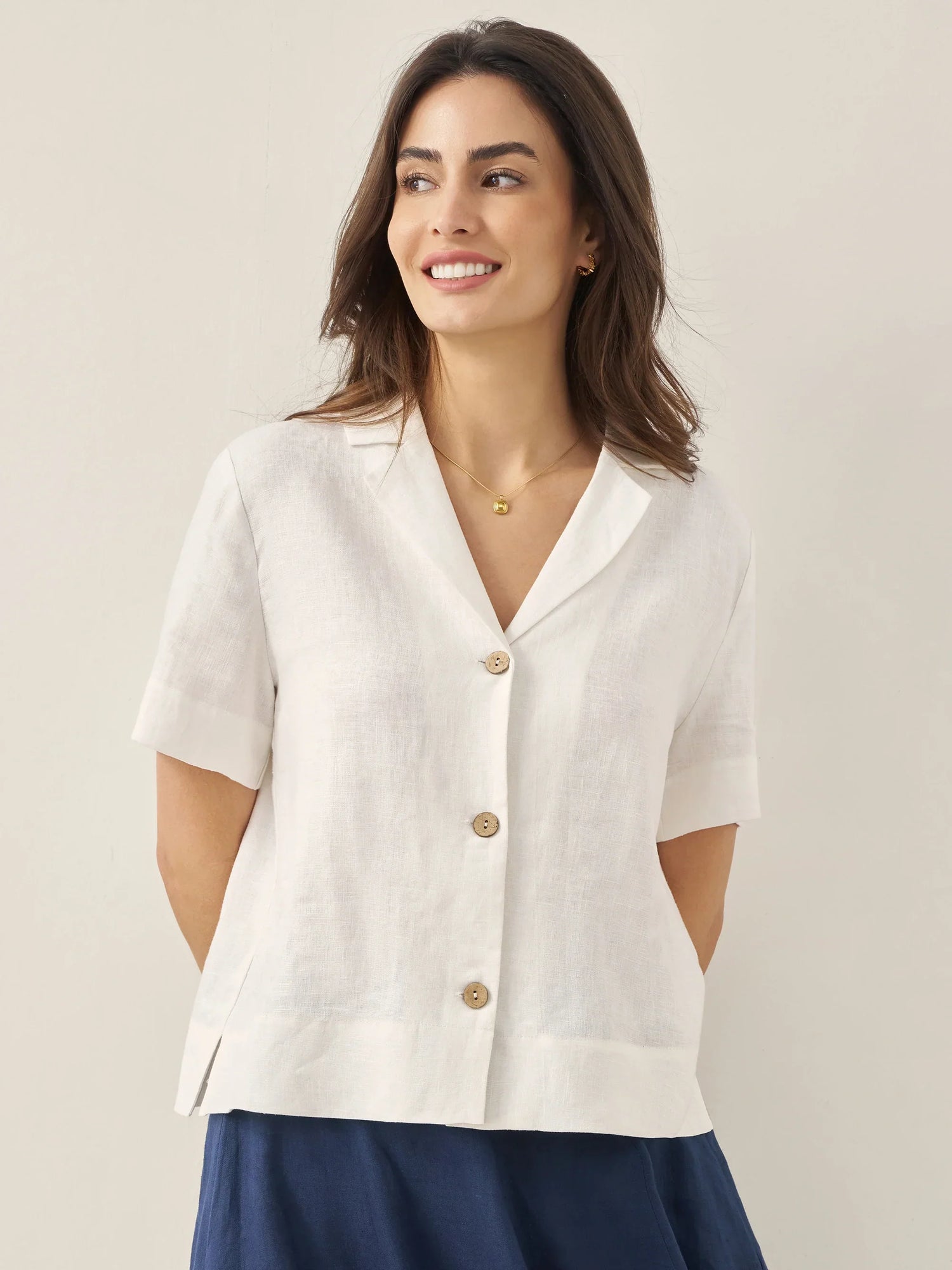 100% Linen Button-Up Short Sleeve Shirt ORENDA by LINTICO