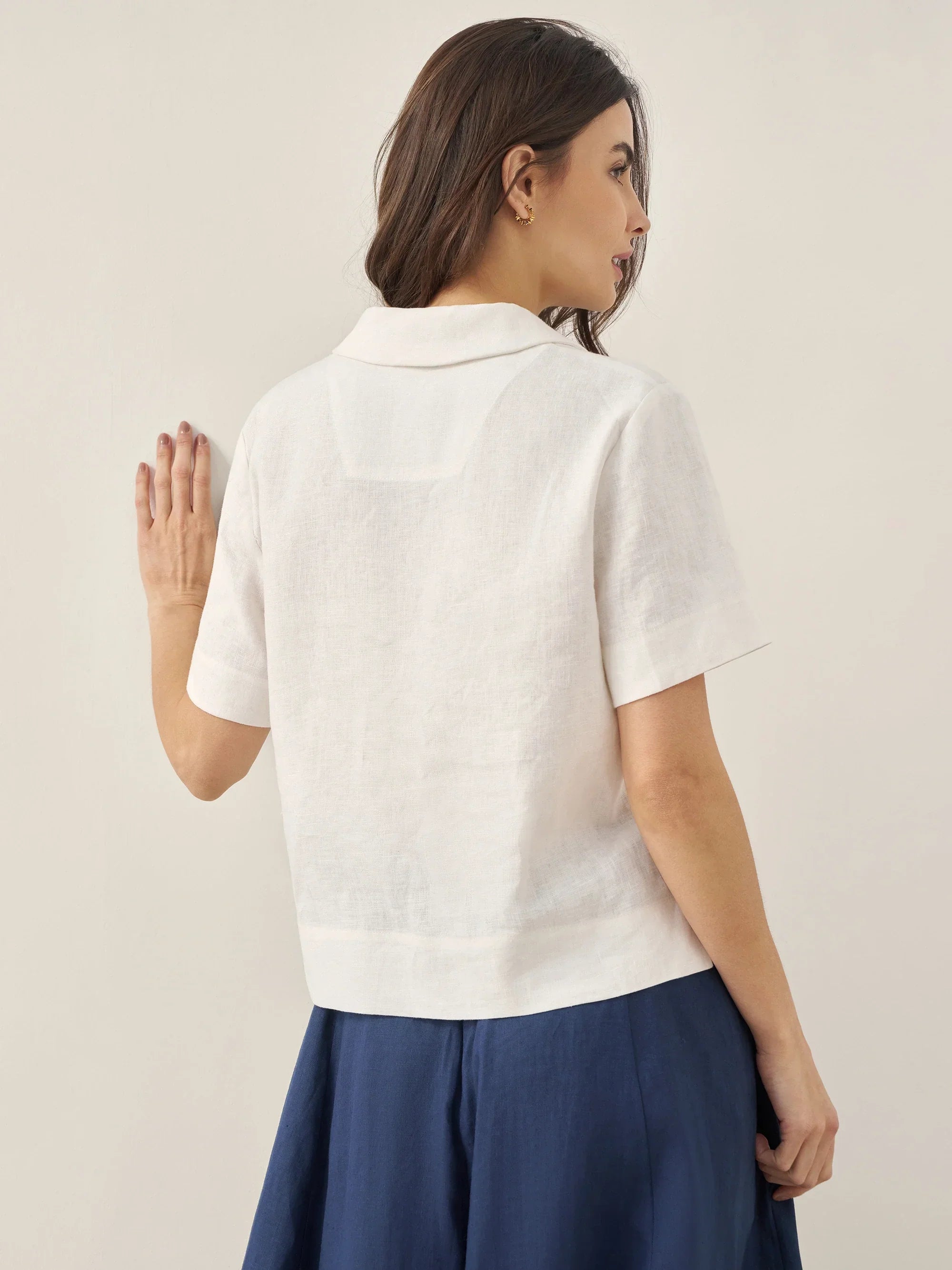 100% Linen Button-Up Short Sleeve Shirt ORENDA by LINTICO