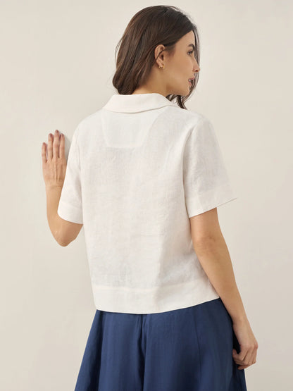 100% Linen Button-Up Short Sleeve Shirt ORENDA by LINTICO