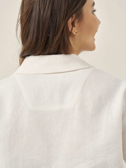 100% Linen Button-Up Short Sleeve Shirt ORENDA by LINTICO