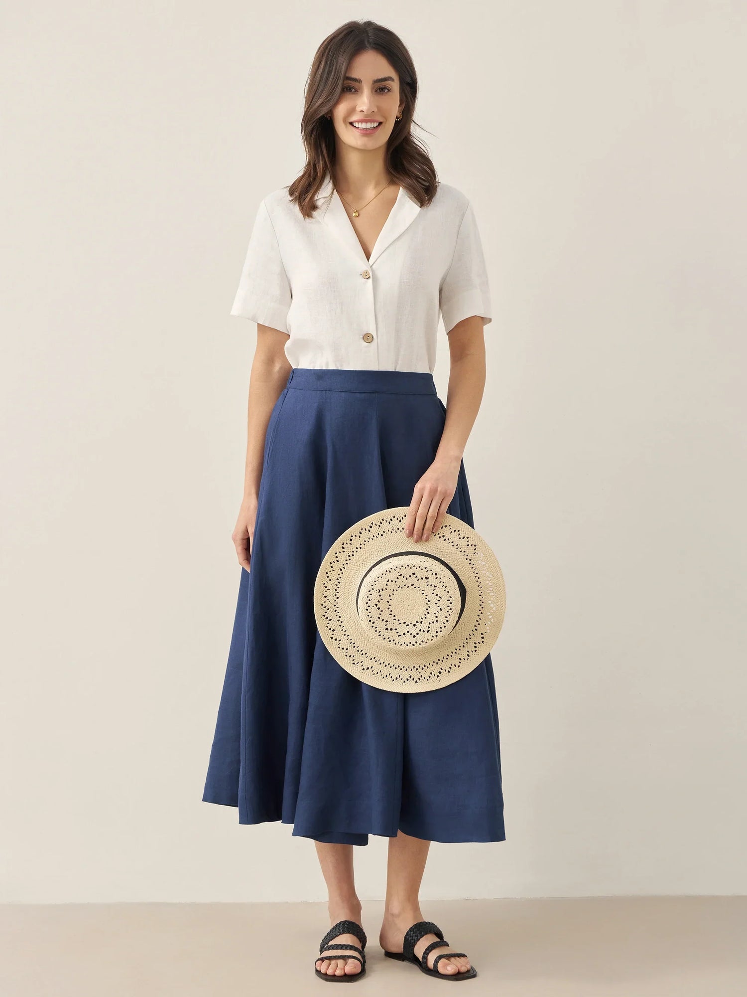 100% Linen Button-Up Short Sleeve Shirt ORENDA by LINTICO