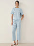 100% Linen Short-Sleeve Round Neck Button Detail Top & Pants Set JOSIE by LINTICO