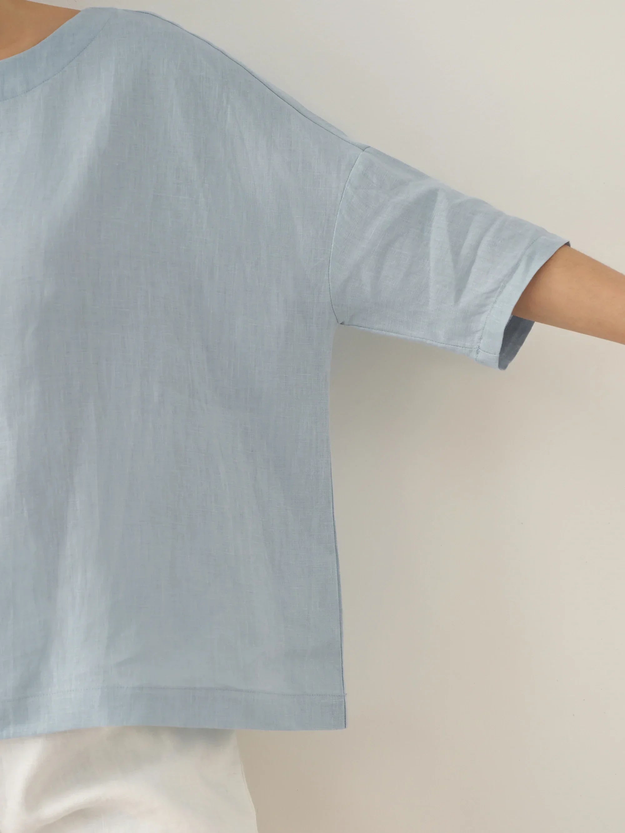 100% Linen Boatneck 3/4 Length Sleeve Top AURORA 