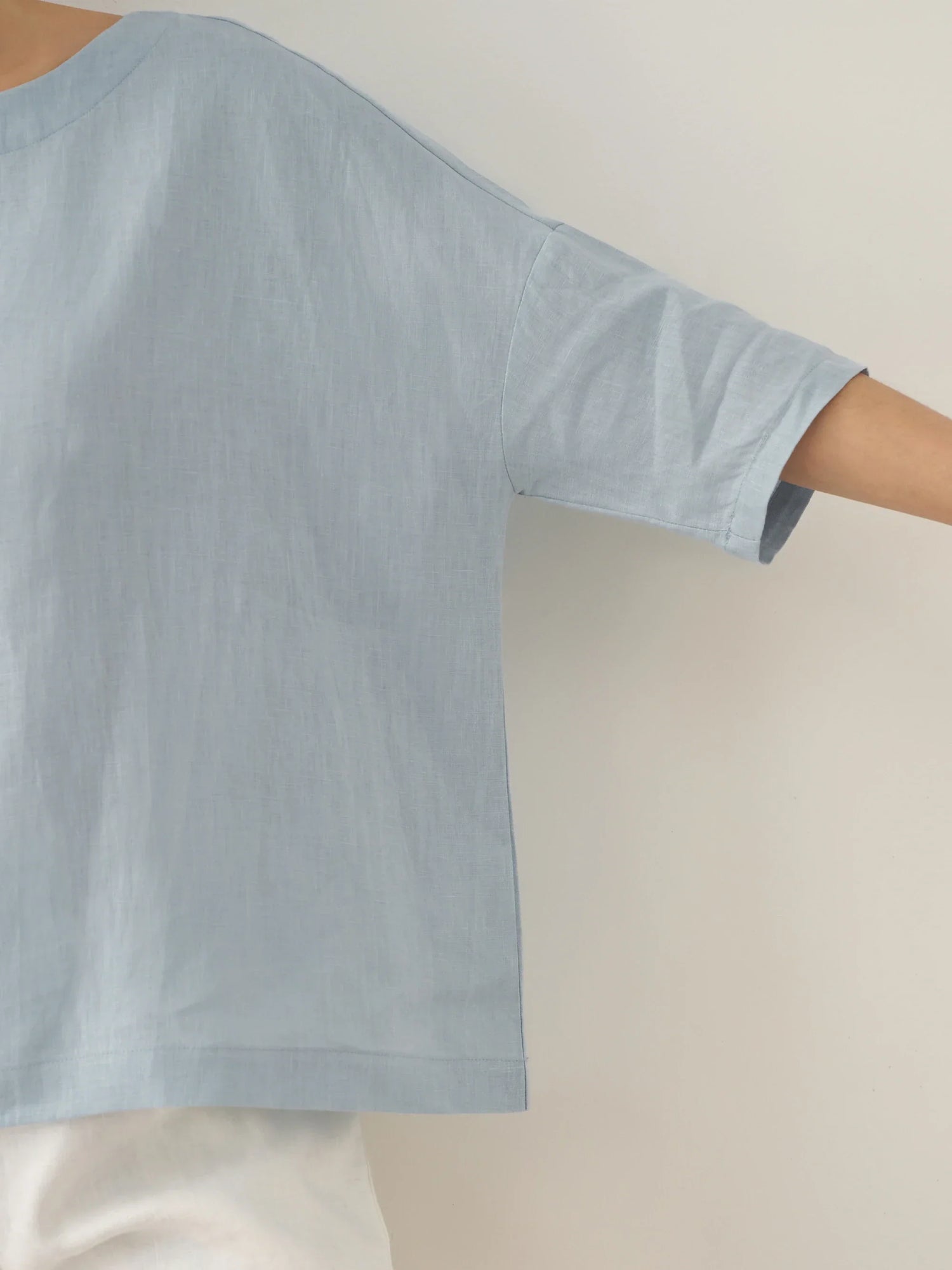 100% Linen Boatneck 3/4 Length Sleeve Top AURORA by LINTICO