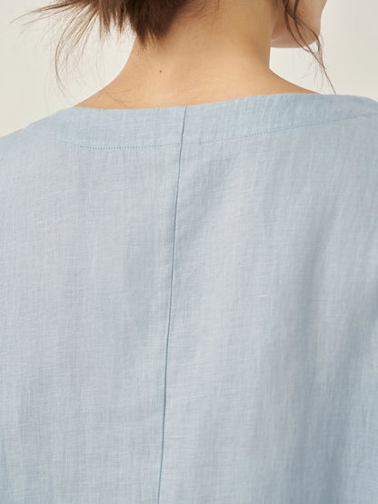 100% Linen Boatneck 3/4 Length Sleeve Top AURORA by LINTICO