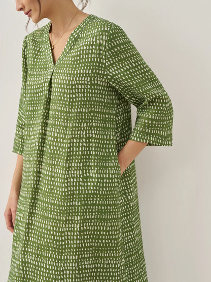 100% Linen V-Neck Dot Mini Dress LIRA by LINTICO