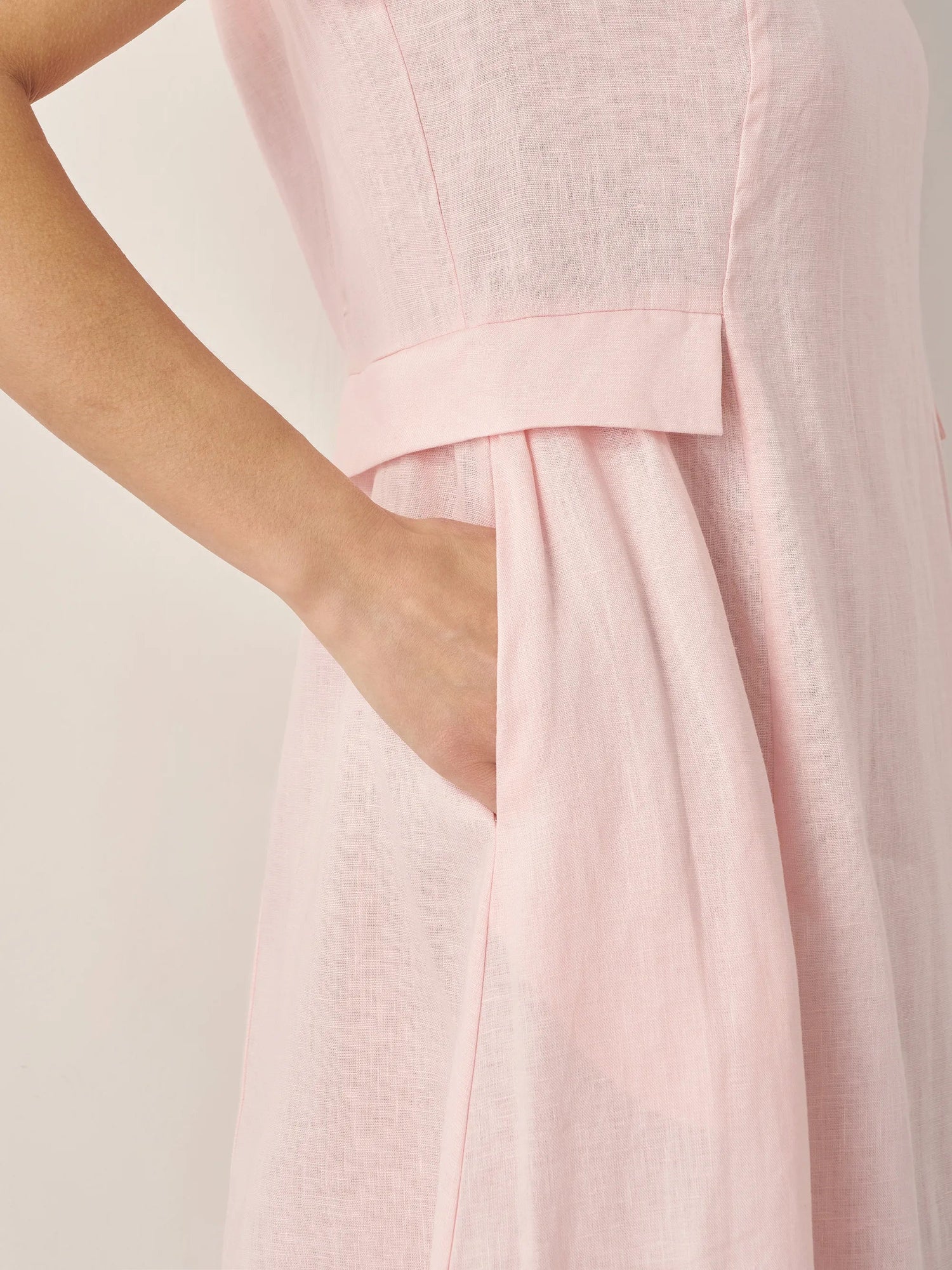 100% Linen Natural Summer V-Neck Dress ALEXA  DestGlow