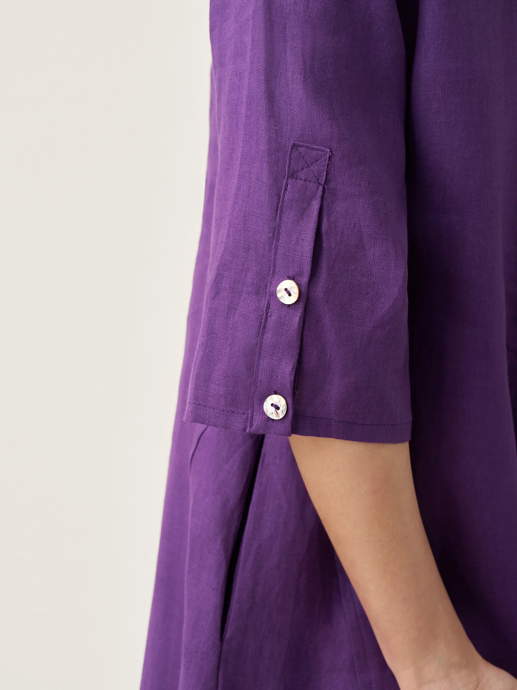 100% Linen Collarless Mid-Length Dress SOFIA by LINTICO