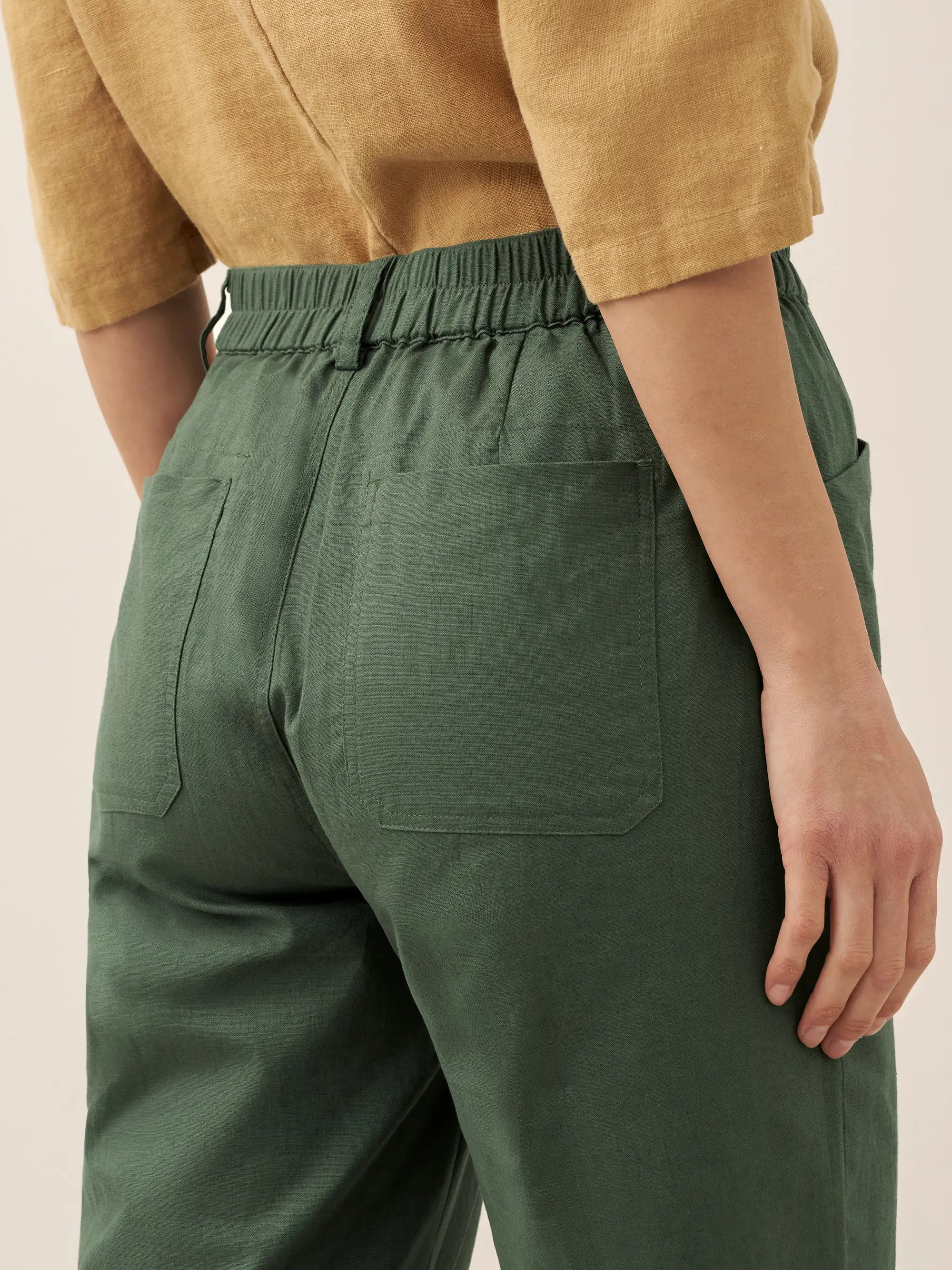 Linen Simple Button Fly Trousers HEIDI by LINTICO