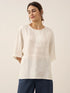 100% Linen Round Neck Mid-Sleeve Top ROBYN by LINTICO