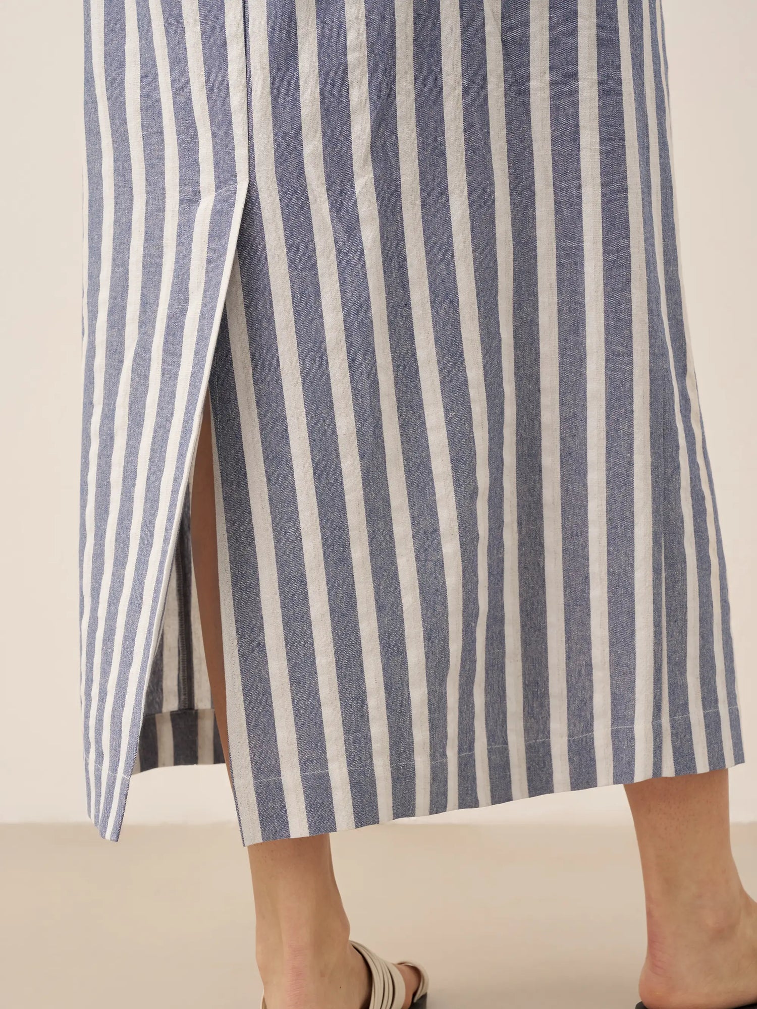 Linen Striped Drawstring Skirt ELISE by LINTICO