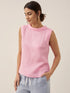 100% Linen Draped Collar Tank Top by LINTICO