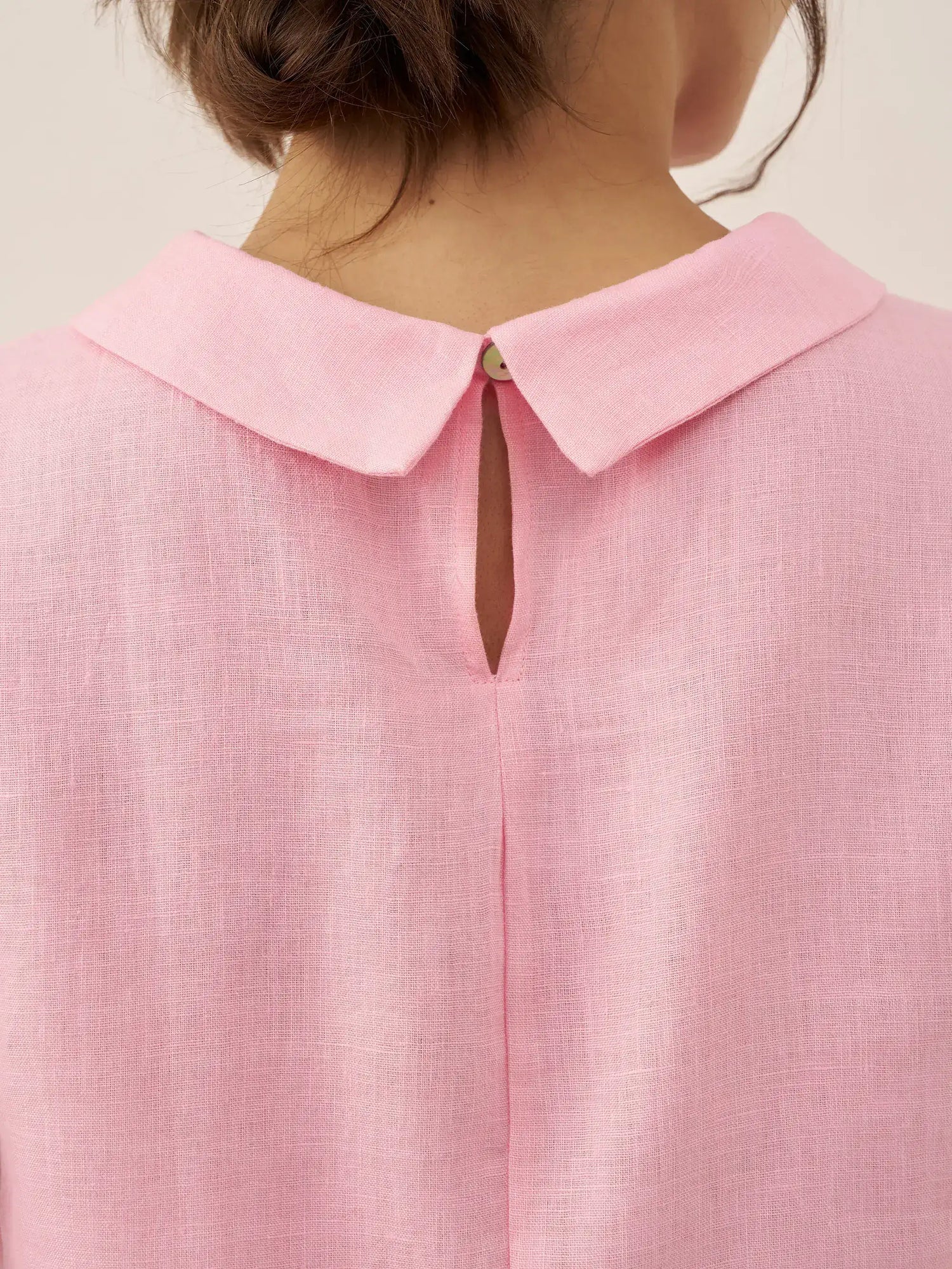 100% Linen Draped Collar Tank Top by LINTICO