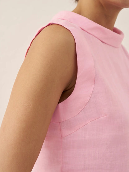 100% Linen Draped Collar Tank Top JACQUELINE by LINTICO