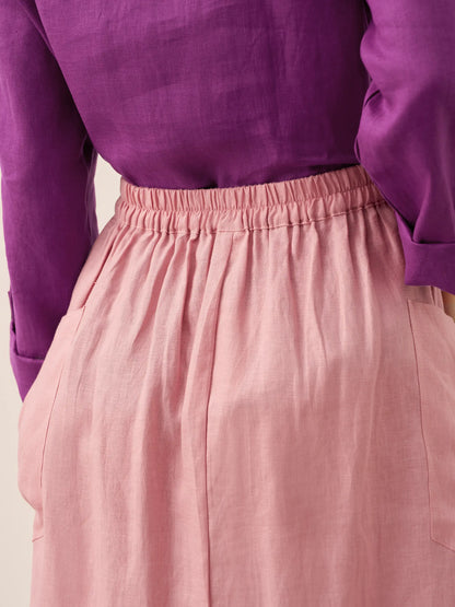100% Linen Elastic Waist Skirt MARINA by LINTICO