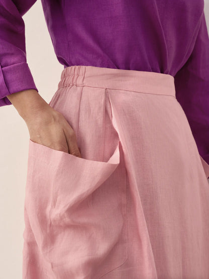 100% Linen Elastic Waist Skirt MARINA by LINTICO