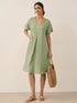 100% Linen V-Neck Pockets Swing Dress AINSLEY by LINTICO