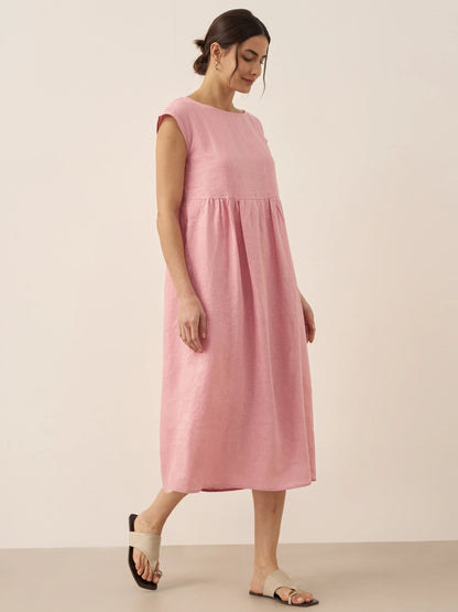 100% Linen Cap Sleeve Washed Maxi Dress JOAN by LINTICO