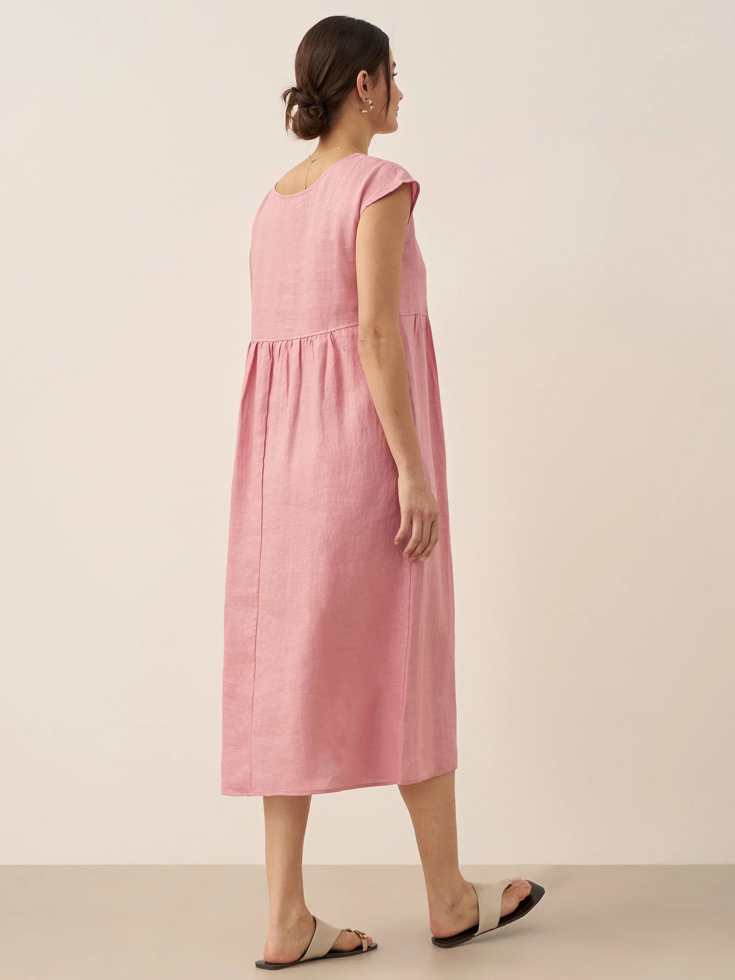 100% Linen Cap Sleeve Washed Maxi Dress JOAN by LINTICO