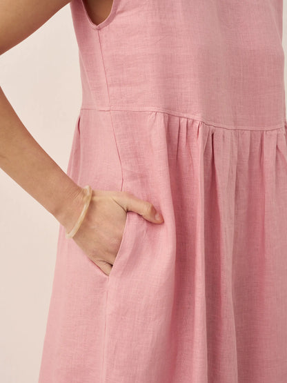 100% Linen Cap Sleeve Washed Maxi Dress JOAN by LINTICO