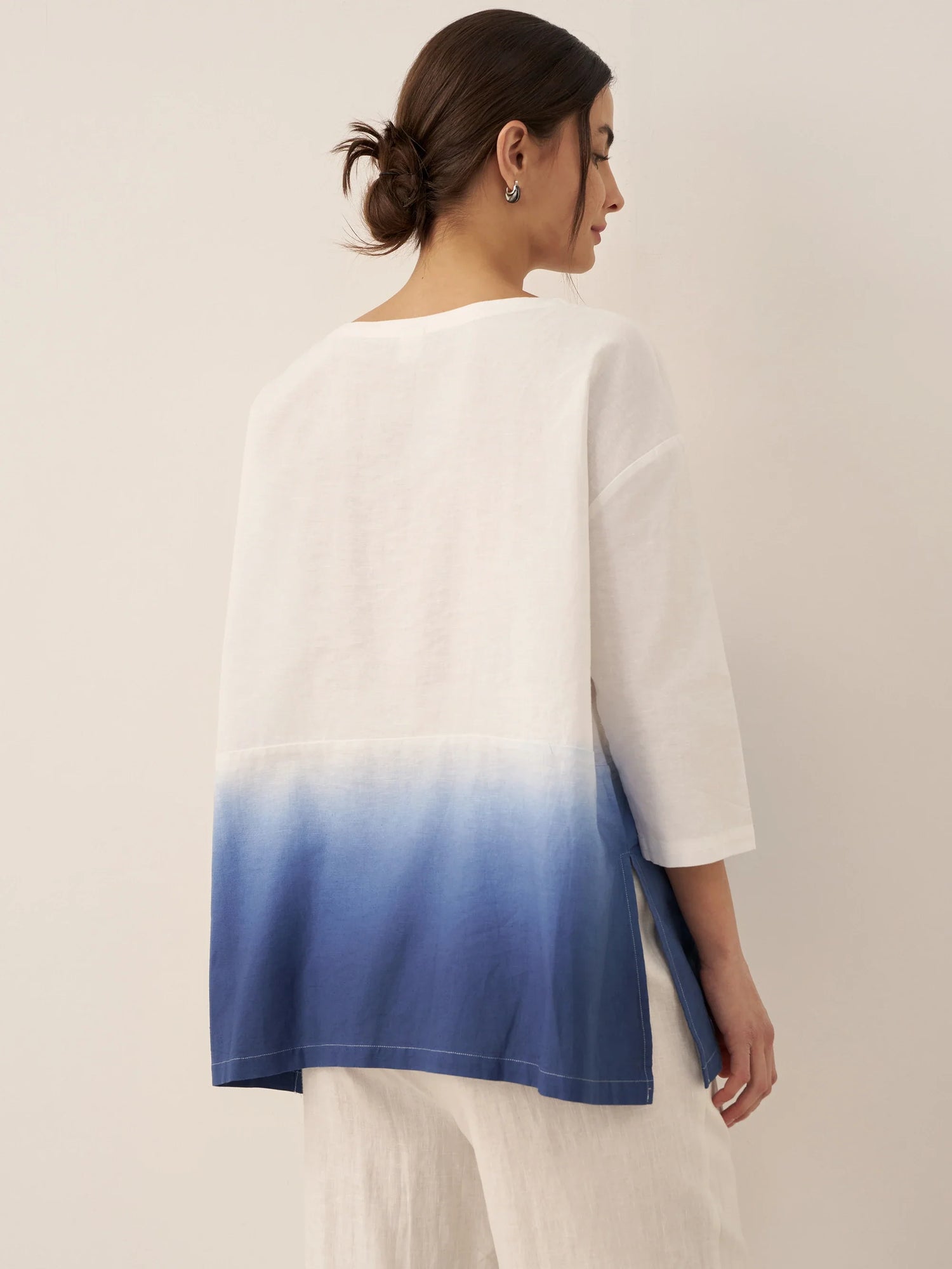 Linen White Boat Neck Oversized Top AVA by LINTICO