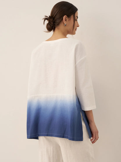 Linen White Boat Neck Oversized Top AVA by LINTICO