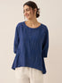 100% Linen Round Neck Artistic Stripe Top FLORENCE by LINTICO