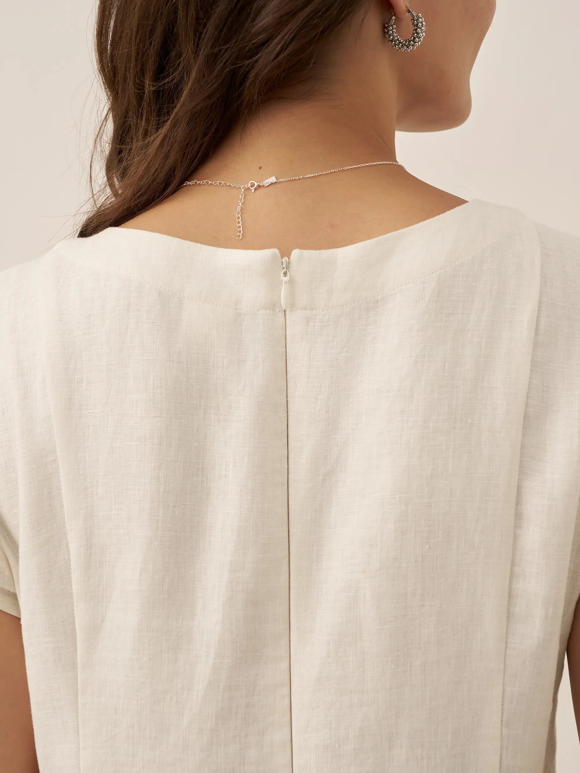 100% Linen Natural Summer V-Neck Dress ALEXA  DestGlow